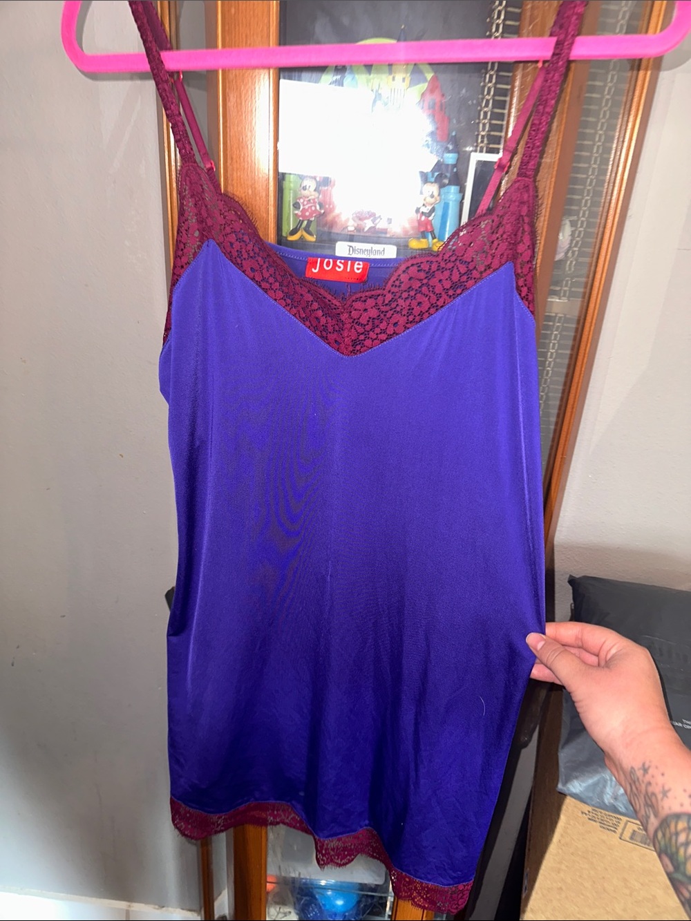Josie Purple Lace-Trim Satin Slip